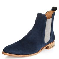 Handmade mens chelsea boots Men Fashion blue ankle high suede leather boot - Thumbnail 4