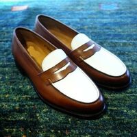 Men two tone formal shoes, Men leather spectator shoes, Men Leather loafer shoes - Thumbnail 4