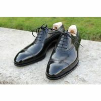 New Handmade Men's Black Brogue Dress Shoes, Men's Leather Lace Up Formal Shoes - Thumbnail 4