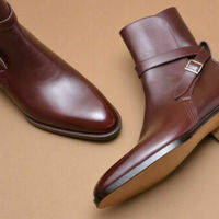 Handmade Men Brown Jodhpurs Boots, Men Ankle leather Boots, Men Leather Boots - Thumbnail 1