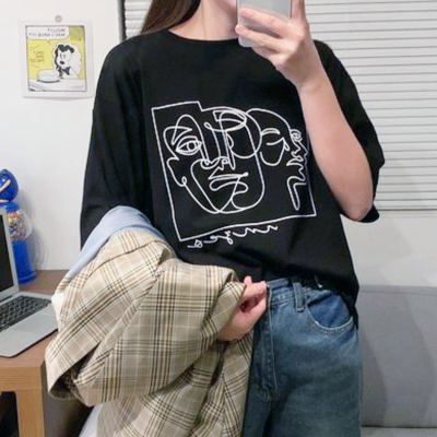 Free Shipping-ABSTRACT DRAWING TEE