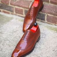 Handmade Men’s Leather Lace Up Stylish Shoes, Men’s Brown Square Toe Casual Shoe - Thumbnail 2