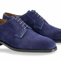 Handmade Men’s Suede Lace Up Stylish Shoes, Men’s Navy Blue Stylish Derby Shoes - Thumbnail 1