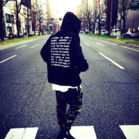Autumn and Winter Black Loose Letter Printed Hoodie - Thumbnail 1