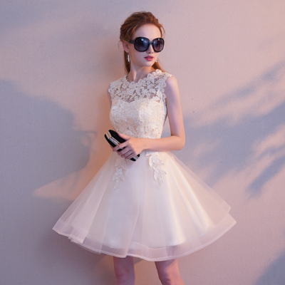 Black and white lace tulle sleeveless party dress