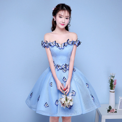 Off Shoulder 3D Butterfly Party Dress
