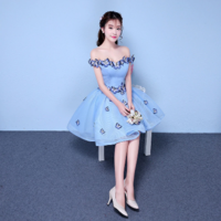 Off Shoulder 3D Butterfly Party Dress - Thumbnail 3