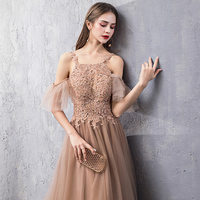 Cute tulle lace long prom dress evening dress - Thumbnail 2