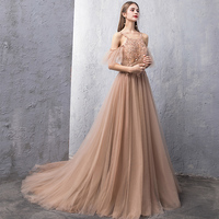 Cute tulle lace long prom dress evening dress - Thumbnail 4