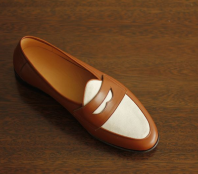 Handmade tan and white slip ons shoes, men moccasin dress shoes, Penny loafers