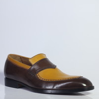 Handmade Blue & Tan Penny Loafers Leather Shoes For Men's - Thumbnail 3