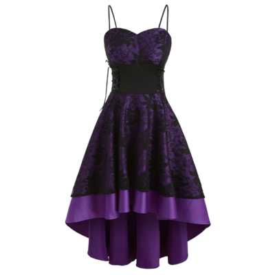 Vintage gothic lace bandage dress in purple - Thumbnail 5