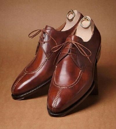 Handmade Men’s Leather Lace Up Stylish Shoes Men’s Brown Color Split Toe Stylish
