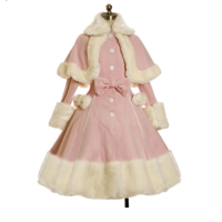 Kawaii Lolita Faux Fur Dress Suit with Shawl - Thumbnail 1