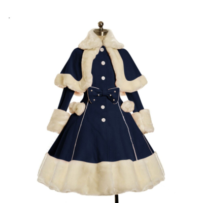 Kawaii lolita faux fur dress suit with shawl - Thumbnail 5