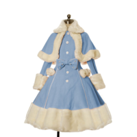 Kawaii Lolita Faux Fur Dress Suit with Shawl - Thumbnail 2