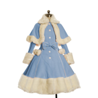 Kawaii Lolita Faux Fur Dress Suit with Shawl - Thumbnail 3