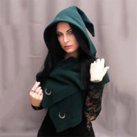 Luna Black and Green Gothic Head Scarf - Thumbnail 2