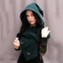 Luna Black and Green Gothic Head Scarf-2