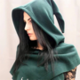 Luna Black and Green Gothic Head Scarf-3