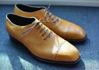 Handmade Men’s Leather Lace Up Stylish Shoes, Men’s Tan Color Stylish Shoes