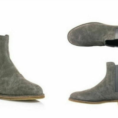 New pure handmade custom mens grey chelsea suede leather boots in crepe sole - Thumbnail 5