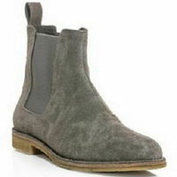 New Pure Handmade Custom Mens Grey Chelsea Suede Leather Boots in Crepe Sole - Thumbnail 1