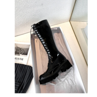 High Quality Black Patent Leather Knee High Boots - Thumbnail 3