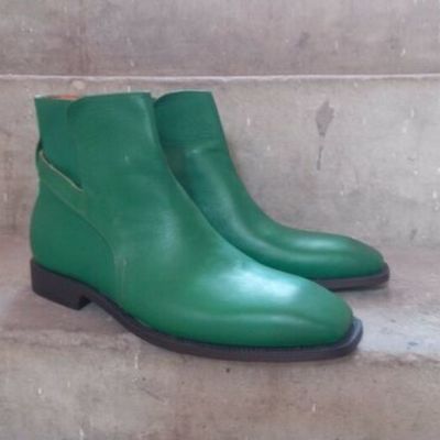 Green classic style hand stitched real leather jodhpurs boots with leather sole. - Thumbnail 3