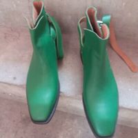 Green Classic Style Hand Stitched Real Leather Jodhpurs Boots with Leather Sole. - Thumbnail 1