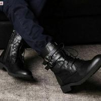 New Handmade Mens Military Style Latest Leather Boots with Rubber Sole, Men boot - Thumbnail 2