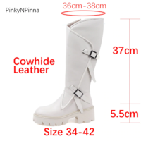 Genuine Leather Women's Boots in Black and Beige - Thumbnail 2