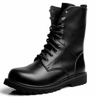 NEW-MEN HANDMADE LEATHER SHOES MILITARY STYLE COMBAT BLACK ANKLE HIGH BOOTS - Thumbnail 2