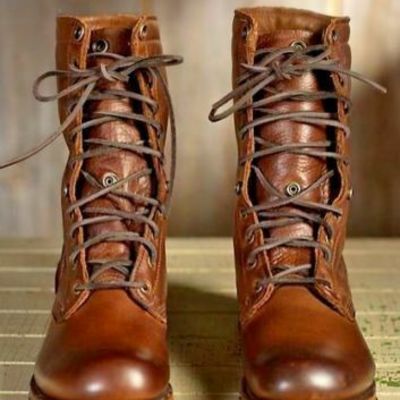 Mens handmade boots brown leather military high ankle combat formal shoe lace up - Thumbnail 5