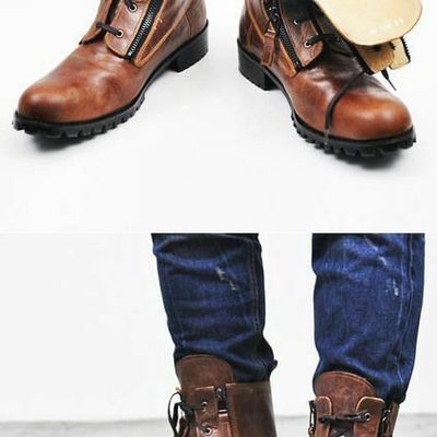 New handmade mens military style superb leather boots long men boots rubber sole - Thumbnail 5