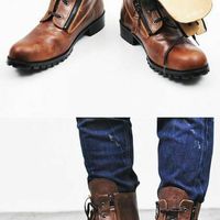 New Handmade Mens Military Style Superb Leather Boots Long Men Boots Rubber Sole - Thumbnail 3