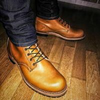 Handmade Mens Tan color leather boots, Men Tan lace up ankle boots, Mens boots - Thumbnail 4