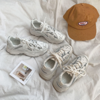 Harajuku Beige and White Reflective Casual Shoes - Thumbnail 4
