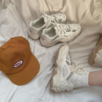 Harajuku Beige and White Reflective Casual Shoes - Thumbnail 2