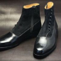 Handmade two tone boot, black leather boot, dress side zip boots, leather boots - Thumbnail 4