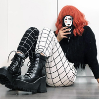 Free Shipping-BLACK AND WHITE GRID JOGGER - Thumbnail 3