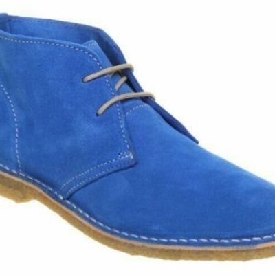 Men's blue suede ankle suede leather chukka boots men's dress leather crape sole - Thumbnail 4