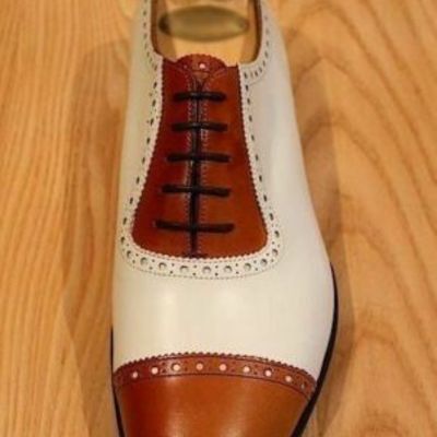 Handmade men,s oxford leather shoes mens lace up white tan stylish shoes