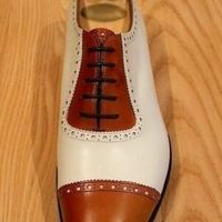 Handmade Men,s Oxford Leather Shoes Mens Lace Up White Tan Stylish Shoes - Thumbnail 4