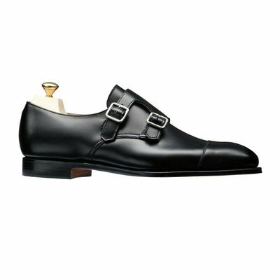 Handmade Men,s Black Color Double Monk Leather Shoes