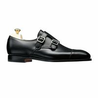 Handmade Men,s Black Color Double Monk Leather Shoes - Thumbnail 1