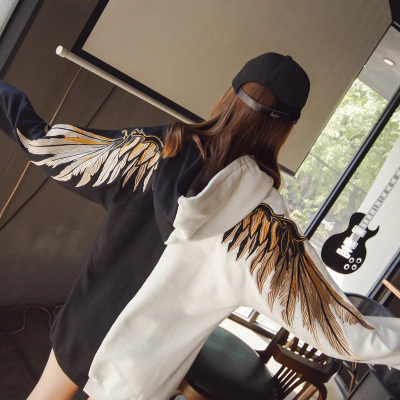 Harajuku wings embroidery loose sweater hoodie