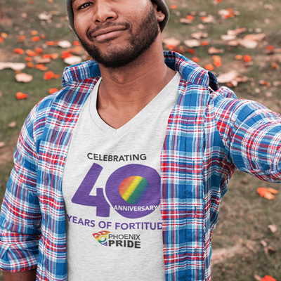 Phoenix pride  2020 official v-neck t-shirt, white  - Thumbnail 5