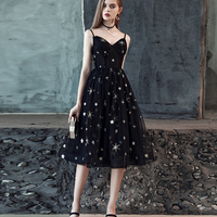 Black tulle short prom dress evening dress - Thumbnail 1