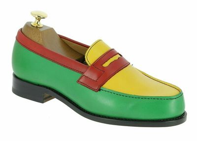 Handmade Men's Multi color Leather Shoes, Men round toe leather Loafer slip ons